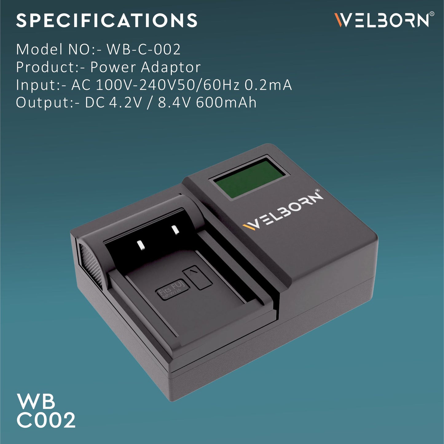 WELBORN LCD Camera Battery Charger for Fujifilm Camera Battery W126 / W126S Compatible With Fujifilm X-T1, X-T2, X-T3, X-E3, X-Pro2 Cameras