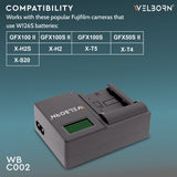 WELBORN LCD Camera Battery Charger for Fujifilm Camera Battery W235 Compatible With Fujifilm X-T4, X-T5, GFX100S Cameras