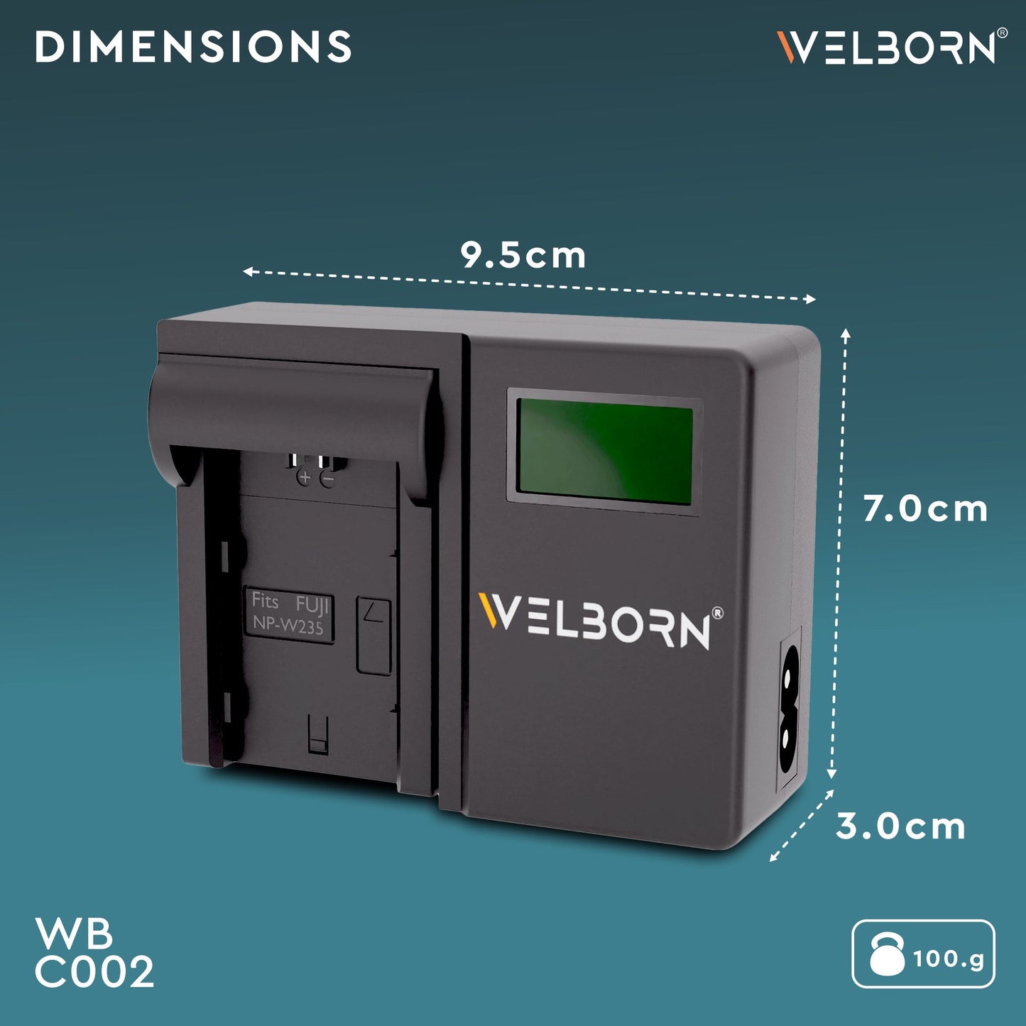 WELBORN LCD Camera Battery Charger for Fujifilm Camera Battery W235 Compatible With Fujifilm X-T4, X-T5, GFX100S Cameras