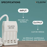 WELBORN WB-C-006/PCR Charger for 4 Rechargeable AA/AAA and NiMH Batteries AA Cell Charger