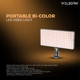 WELBORN (LM200B) 200 Led Metal Body Portable Bi-Color LED Video Light with Built-in 5400mAh Battery & OLED Screen for Photography & Videography