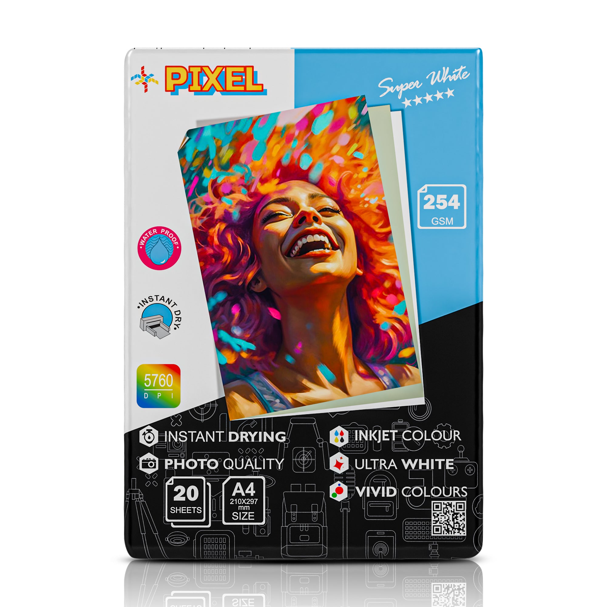 WELBORN A4 Size Microporous RC Photo Paper, 254 GSM Gloss, 21 cm x 29.7 cm, Pack of 20 Sheets