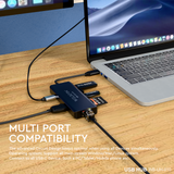 Welborn USB-C Hub Dock 9-in-1 Aluminium Type-C Adapter with 4K HDMI, Ethernet 1000mbps Port, 3 USB 3.0, USB-C Power Delivery, 3.5mm Audio only, Micro SD/SD Card Reader, Mac & Windows USB-C Devices