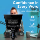WELBORN 8-Inch Teleprompter for Smartphone, DSLR & Mirrorless Cameras | Bluetooth Remote | Magnetic Phone Holder | Android/iOS Compatible | 8 Lens Adapter Rings
