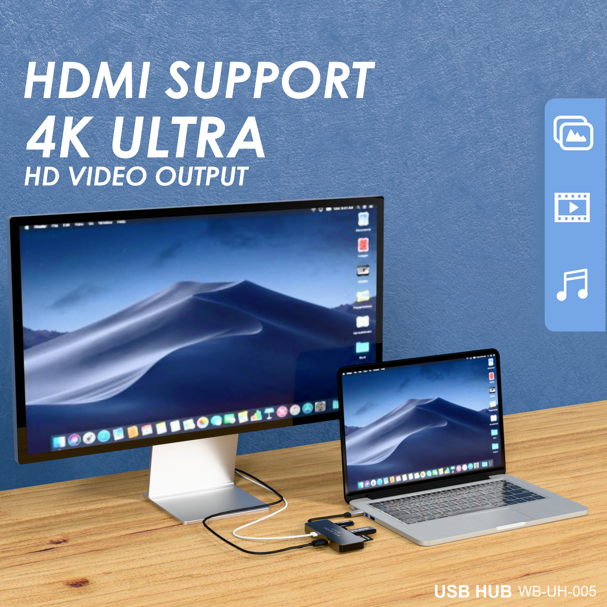Welborn 7-in-1 USB-C Hub 4K 30Hz Multiport Adapter - Hdmi, 87W Pd, Ethernet, SD/Tf Cards Reader, USB-C, USB 2.0, USB 3.0 Ports - Compatible with Desktops, Laptops, Smartphones and More