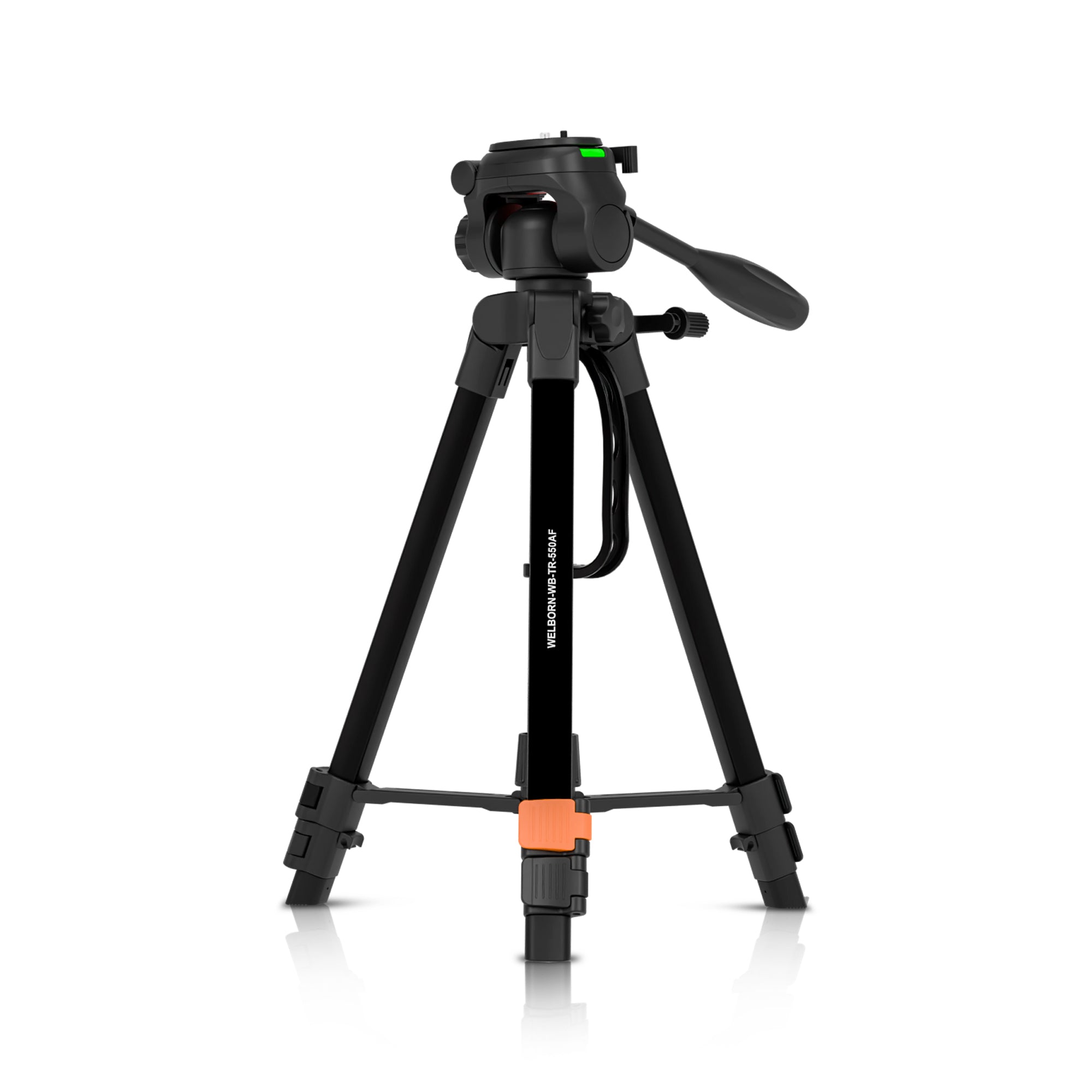 Welborn TR-550AF Professional Tripod | 3-Section Adjustable Legs | Bubble Multipurpose Head | Max Height 178 cm | Folded 58 cm | Max Load 3.0 kg (Black)