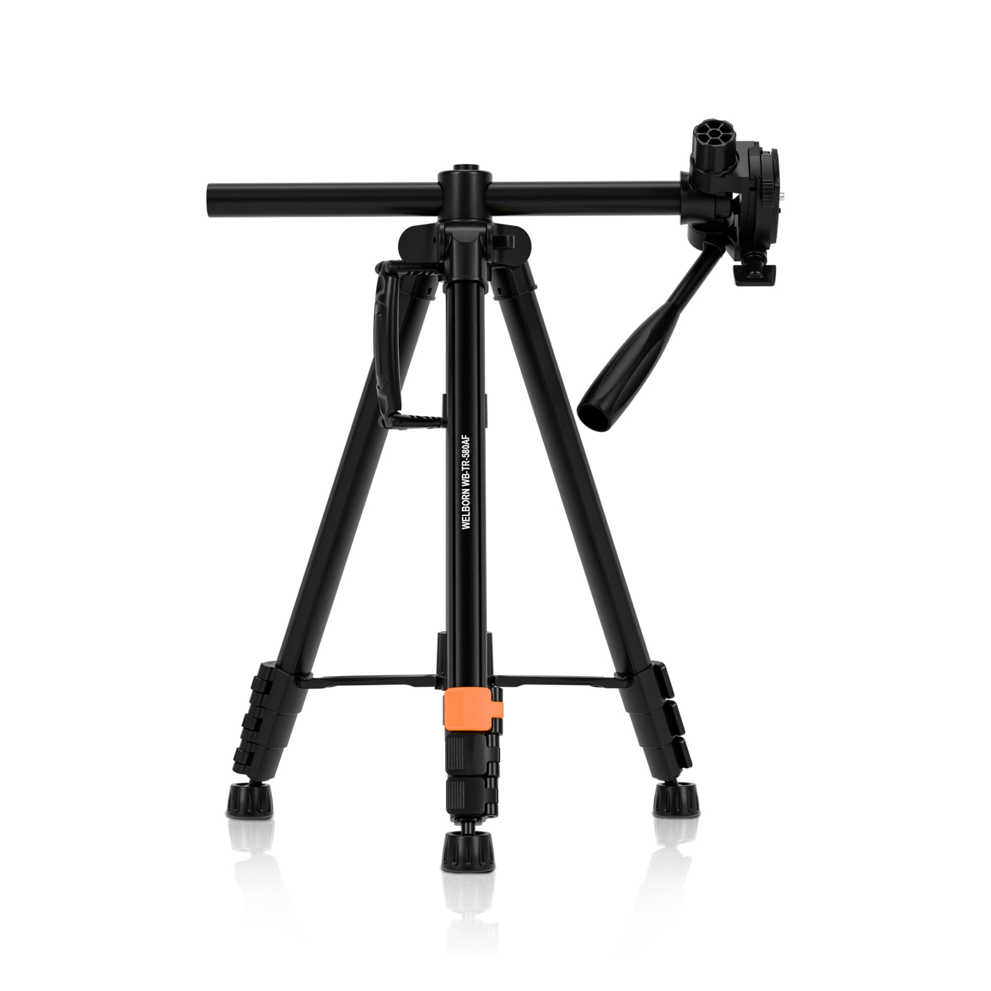 Welborn TR-580AH Professional Aluminum Tripod | with 4 Sections | Steady Rubberized Legs | Handle Grip | Multipurpose Head |Maximum Operating Height: 178 cm | Maximum Load Capacity: 3kgs (Black)
