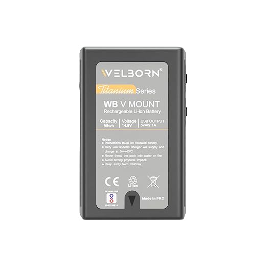 WELBORN V Mount 14.8V 95Wh Rechargeable Li-ion Battery for Broadcast Video Camcorder, V Mount Battery for Sony HDCAM, XDCAM, Digital Cinema Cameras Series and Other Camcorders