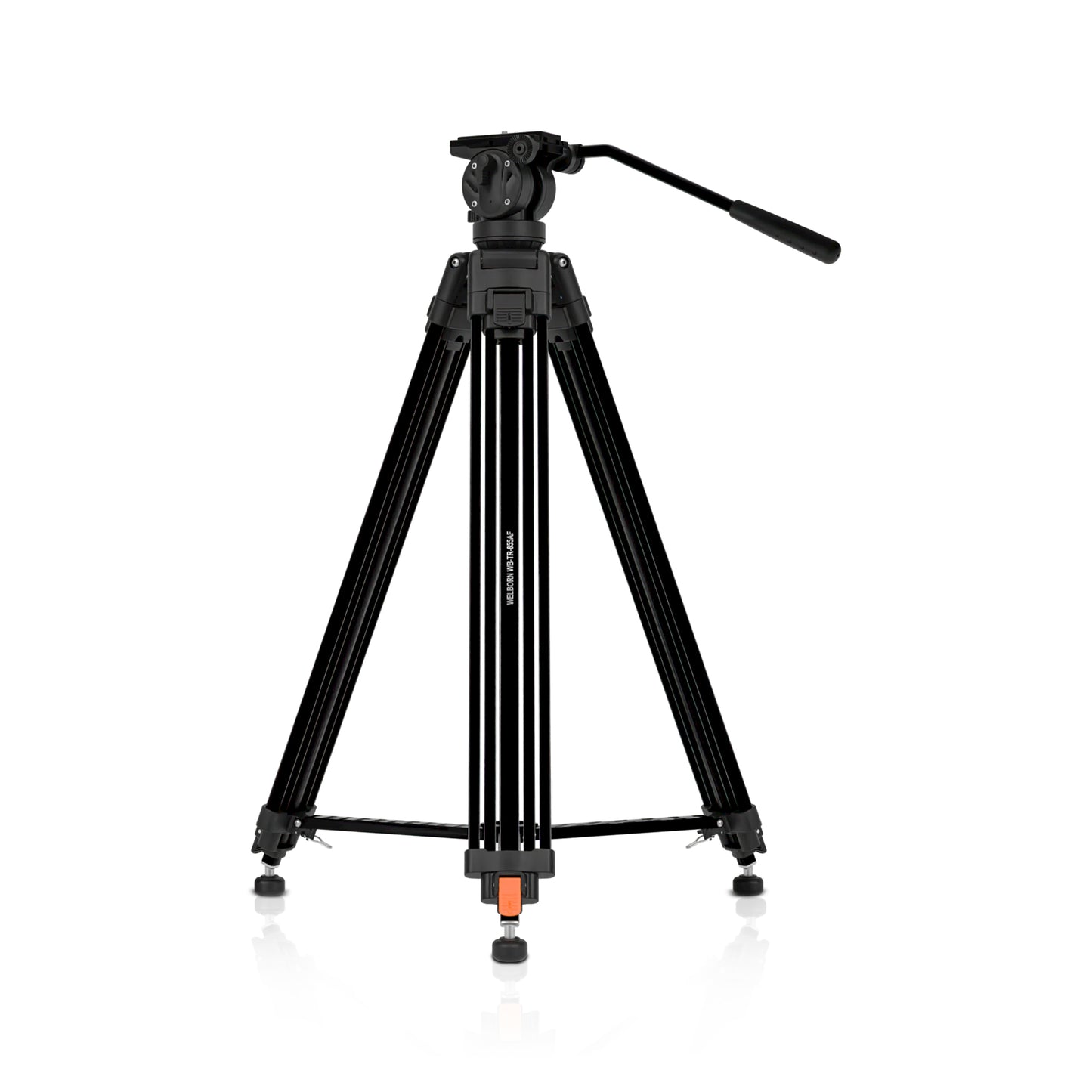 Welborn TR-655AF Professional Tripod | 2-Section Adjustable Legs | Bubble Multipurpose Head | Max Height 155 cm | Folded 76 cm | Max Load 20.0 kg (Black)