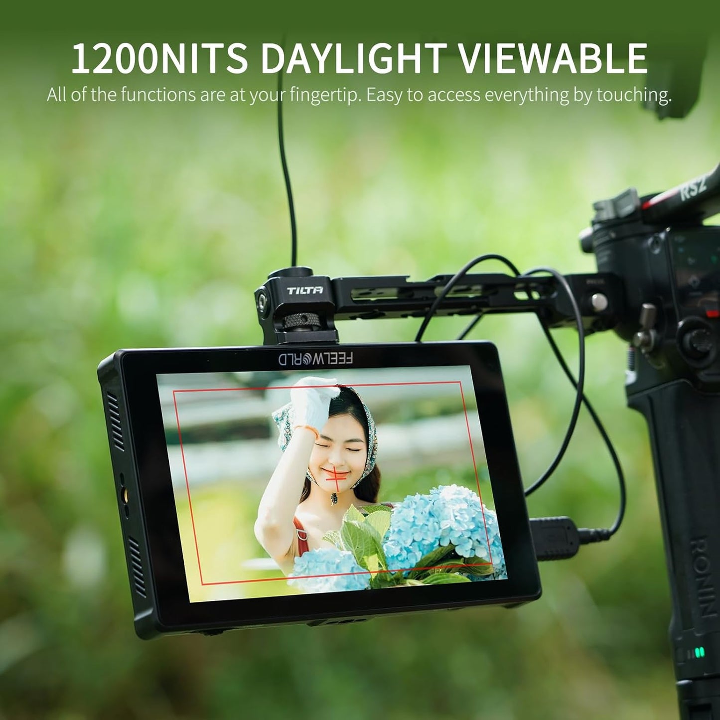 FEELWORLD F7PLUS 7 Inch Camera Field Monitor 1200 Nit Touchscreen with 4K 60Hz HDMI2.0, 3DLUT HDR, Waveform, External Installable NP-F970 Cold Shoe Mount