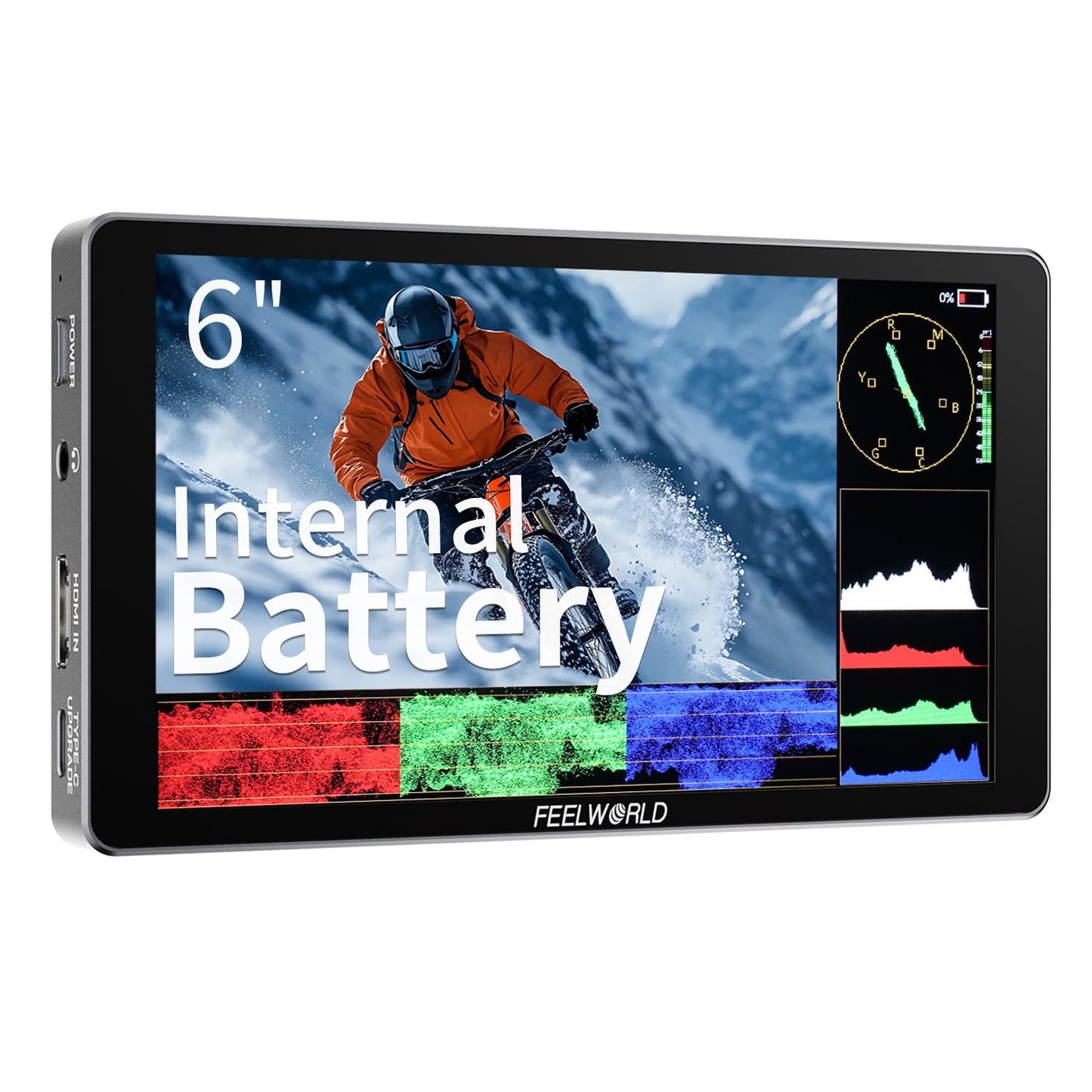 FEELWORLD P6XL 6 inch 1200nit Aluminium Camera Field DSLR Monitor Touchscreen High Brightness Portable Waveform HDR 4K HDMI Input and Output 3D LUT Out Weight 330g
