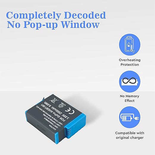 Welborn Platinum 2500mAh Rechargeable Battery Pack for GoPro Hero 9 Black (WB-AB-ADT901)