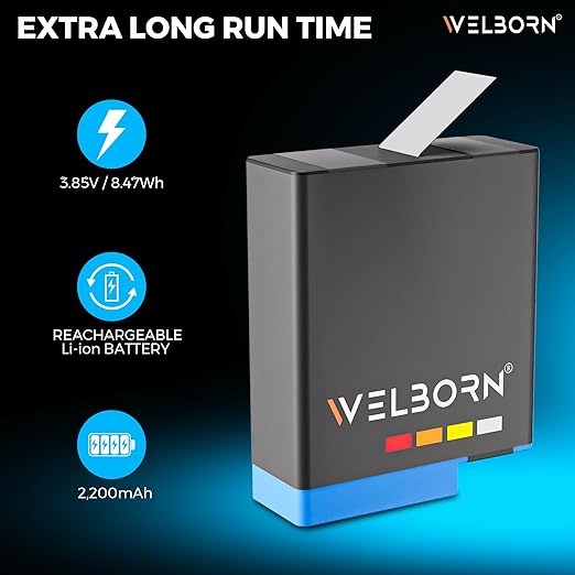 Welborn Platinum 2200mAh Rechargeable Battery Pack for GoPro Hero 8 Black (WB-AB-ADT801)