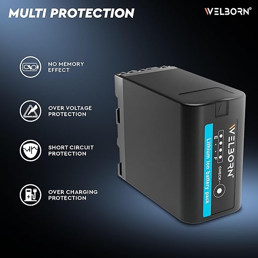 WELBORN BP-U60 Platinum Camera Battery for Sony PMW-100, PMW-160, PMW-200, PMW-300, PMW-EX1, PMW-EX3, PMW-F3, PXW-FS5, PXW-FS7 Cameras(25800mAh)