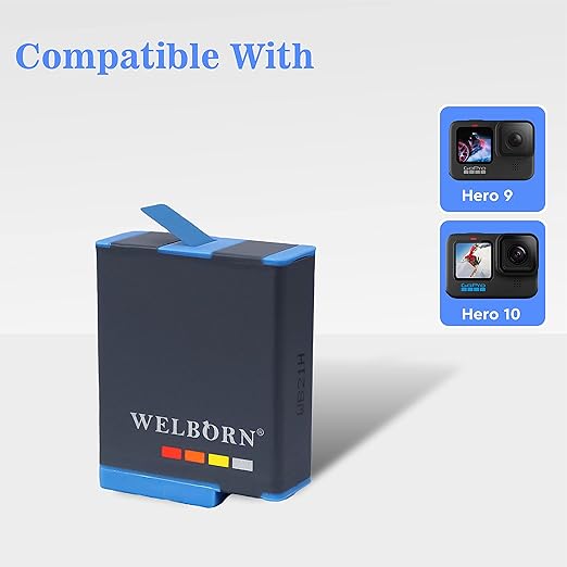 Welborn Platinum 2500mAh Rechargeable Battery Pack for GoPro Hero 9 Black (WB-AB-ADT901)
