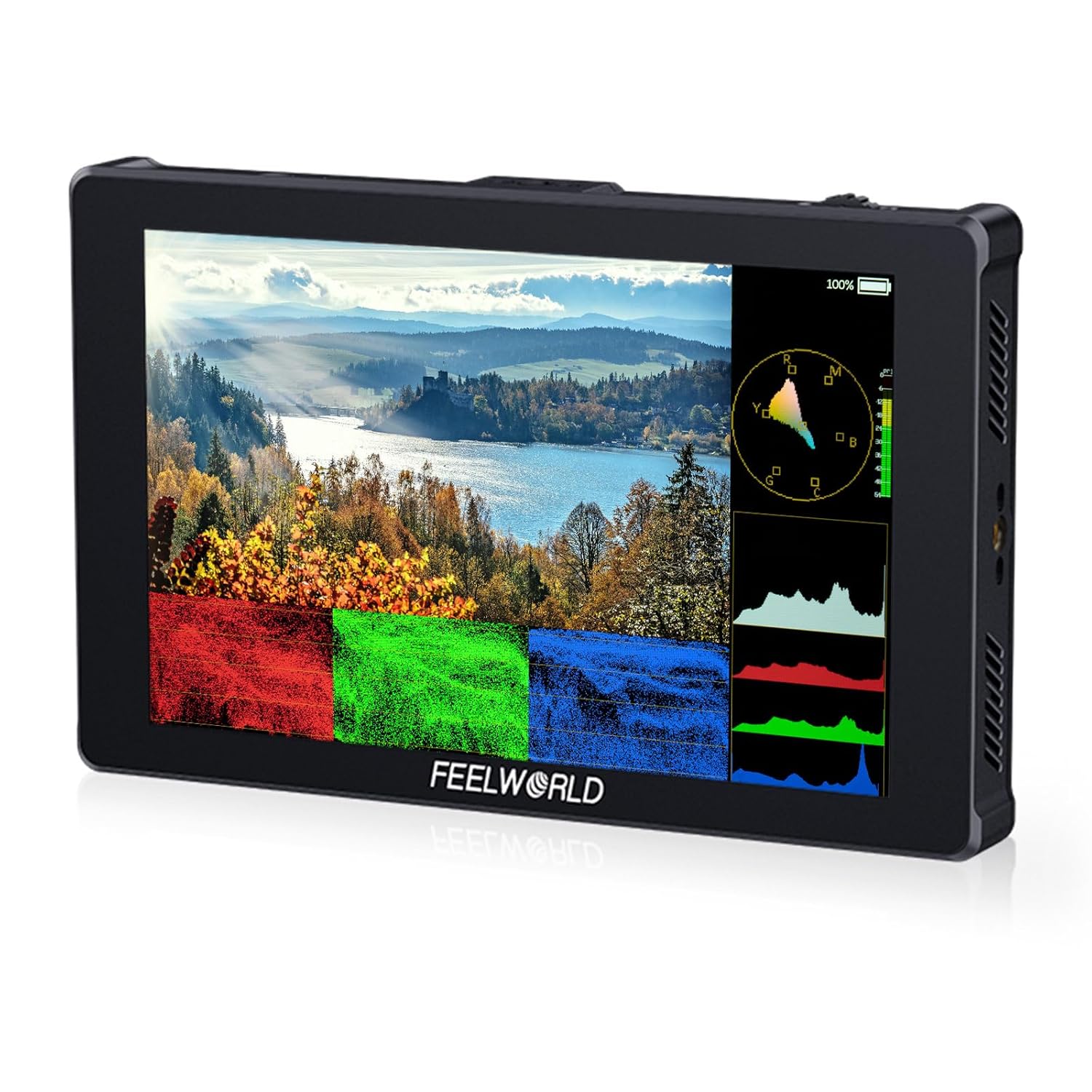 FEELWORLD F7PLUS 7 Inch Camera Field Monitor 1200 Nit Touchscreen with 4K 60Hz HDMI2.0, 3DLUT HDR, Waveform, External Installable NP-F970 Cold Shoe Mount