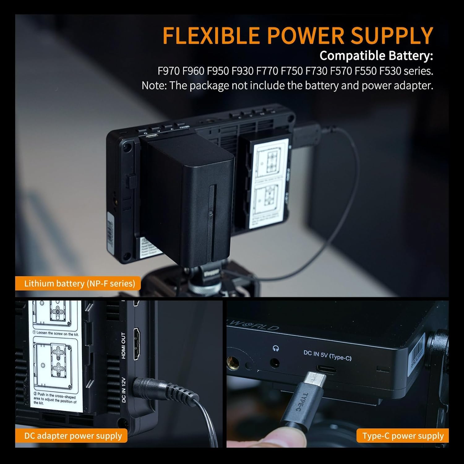 FEELWORLD F5 Prox 5.5 Inch 1600nit High Bright DSLR Camera Field Monitor Touchscreen Waveform 3D LUT F970 External Kit Install for Power Wireless Transmission 1920x1080 4K HDMI in Out Type-c Input