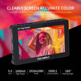 FEELWORLD F5 Prox 5.5 Inch 1600nit High Bright DSLR Camera Field Monitor Touchscreen Waveform 3D LUT F970 External Kit Install for Power Wireless Transmission 1920x1080 4K HDMI in Out Type-c Input