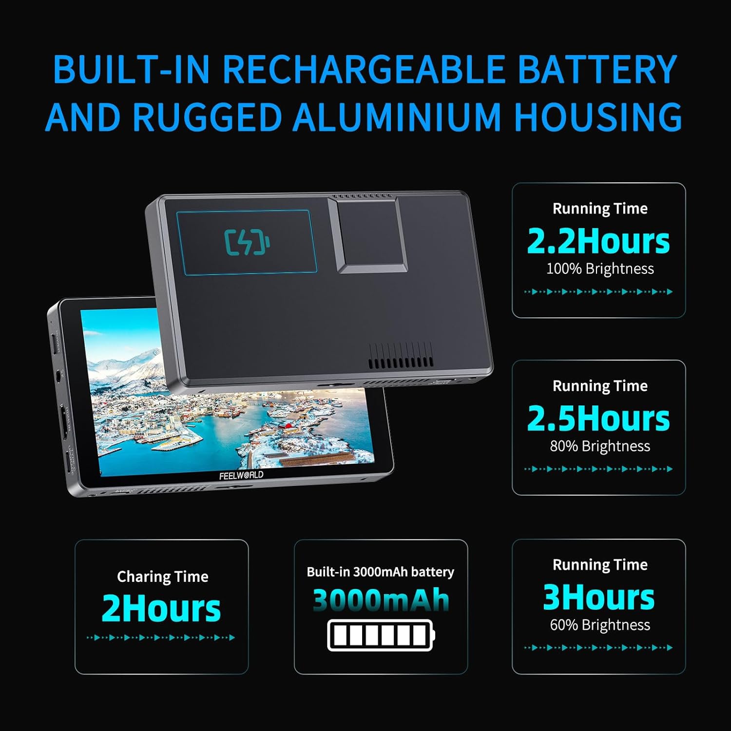 FEELWORLD P6XL 6 inch 1200nit Aluminium Camera Field DSLR Monitor Touchscreen High Brightness Portable Waveform HDR 4K HDMI Input and Output 3D LUT Out Weight 330g