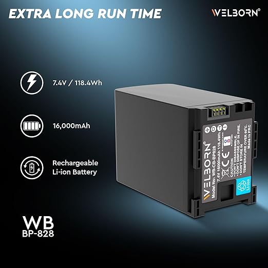 WELBORN BP-828 Rechargeable Battery Pack Compatible with XA10 to XA55, XF-40 Series, FS10 to FS400, VIXIA, LEGRIA, and HFG Series