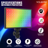 Welborn 768RGB LED Video Light, Adjustable Color Temperature, Professional Lighting