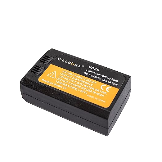 WELBORN VB26 2600 mAh Battery Compatible with Godox V1S V1C V1N V1F V1O V1P Round Head Flash - Power Up Your Photography