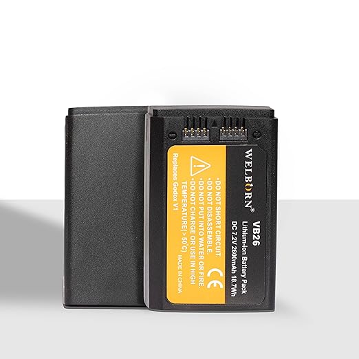 WELBORN VB26 2600 mAh Battery Compatible with Godox V1S V1C V1N V1F V1O V1P Round Head Flash - Power Up Your Photography