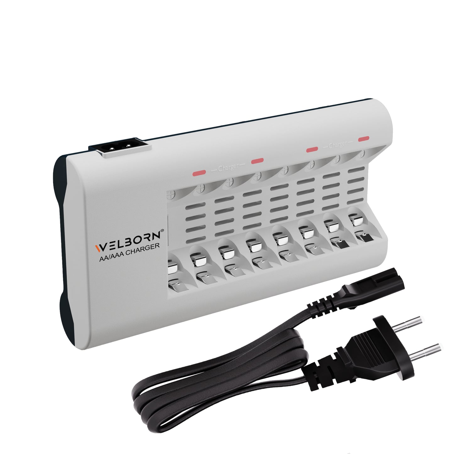 WELBORN WB-C-007 Multi-Slot Charger for AA & AAA Ni-MH Rechargeable Batteries, Charges 8 Batteries at Once