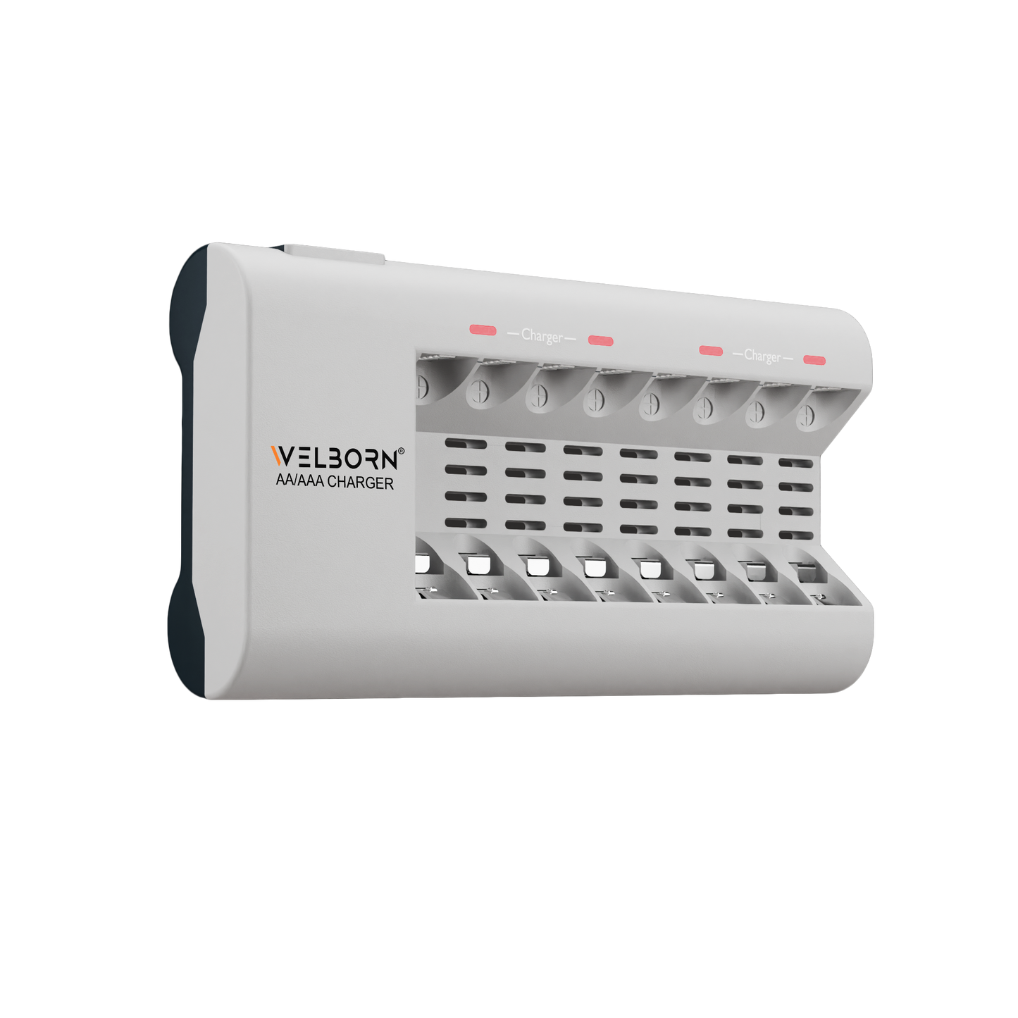 WELBORN WB-C-007 Multi-Slot Charger for AA & AAA Ni-MH Rechargeable Batteries, Charges 8 Batteries at Once