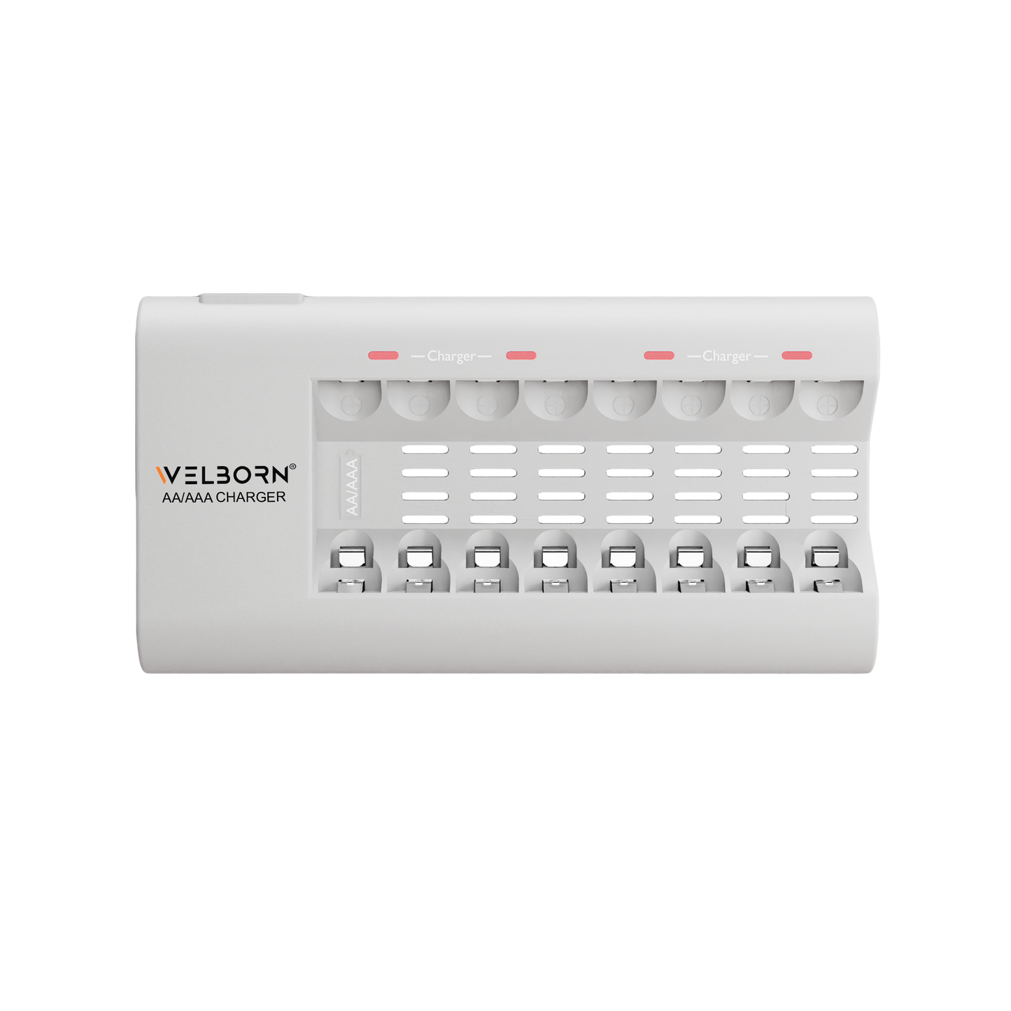 WELBORN WB-C-007 Multi-Slot Charger for AA & AAA Ni-MH Rechargeable Batteries, Charges 8 Batteries at Once
