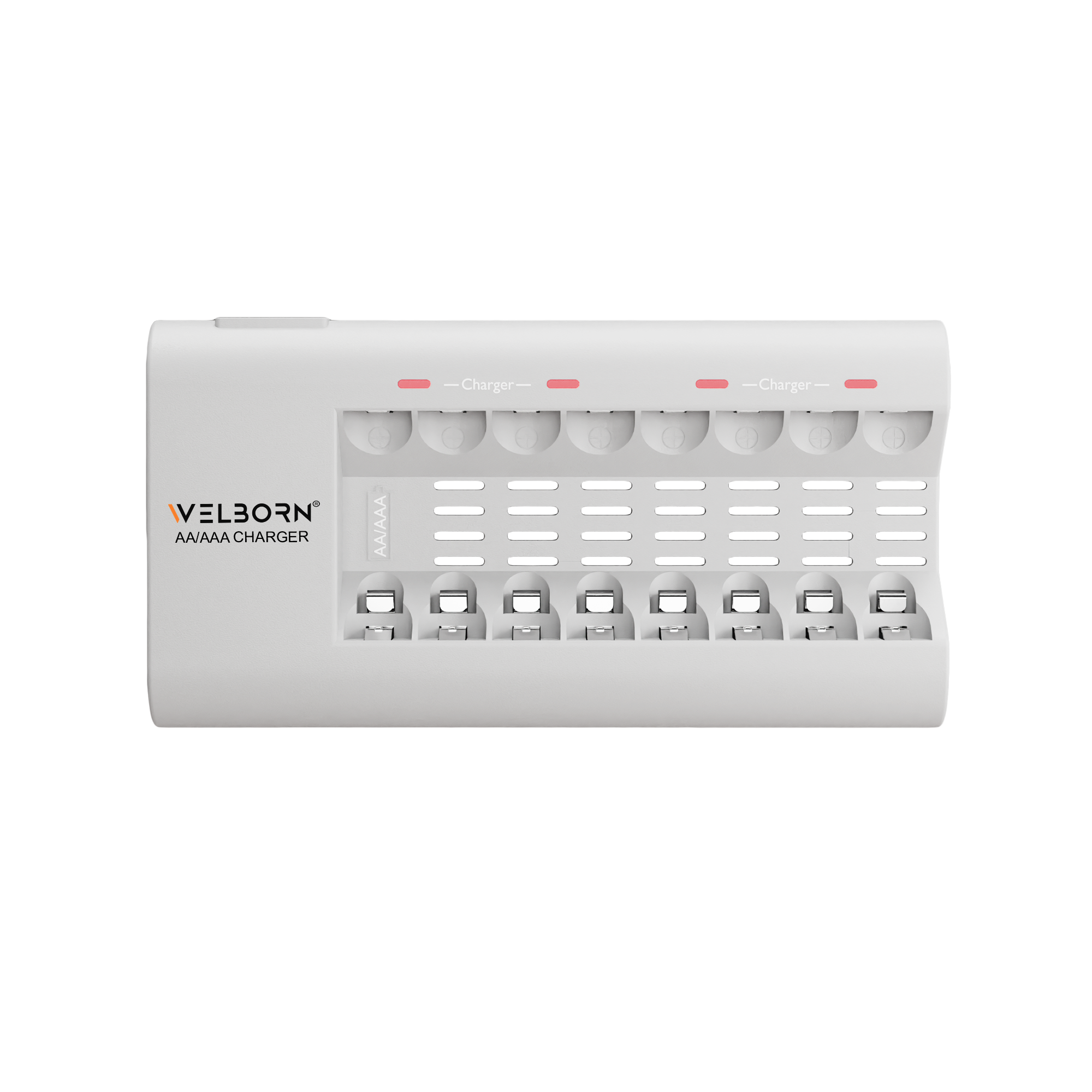WELBORN WB-C-007 Multi-Slot Charger for AA & AAA Ni-MH Rechargeable Batteries, Charges 8 Batteries at Once