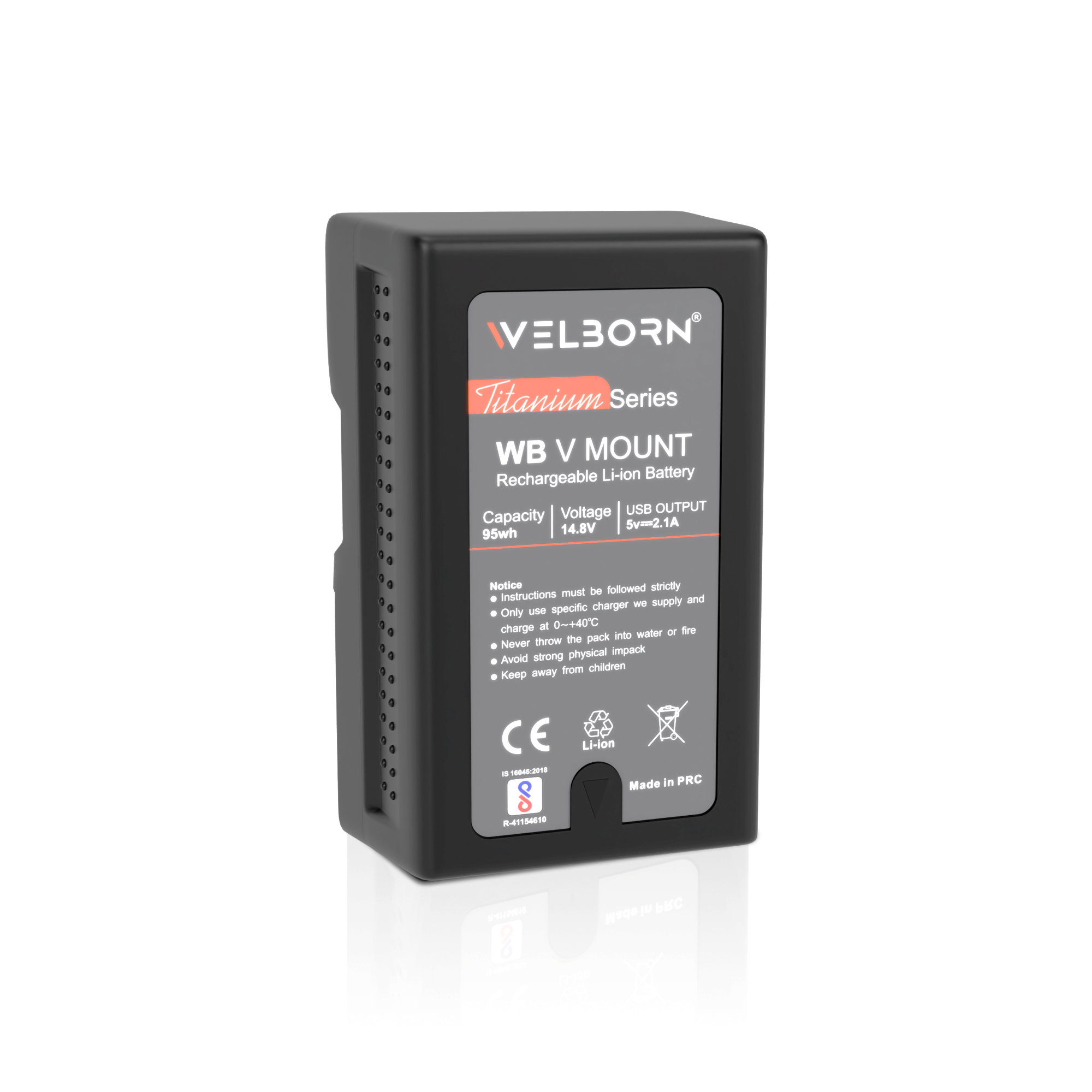 WELBORN V Mount 14.8V 95Wh Rechargeable Li-ion Battery for Broadcast Video Camcorder, V Mount Battery for Sony HDCAM, XDCAM, Digital Cinema Cameras Series and Other Camcorders