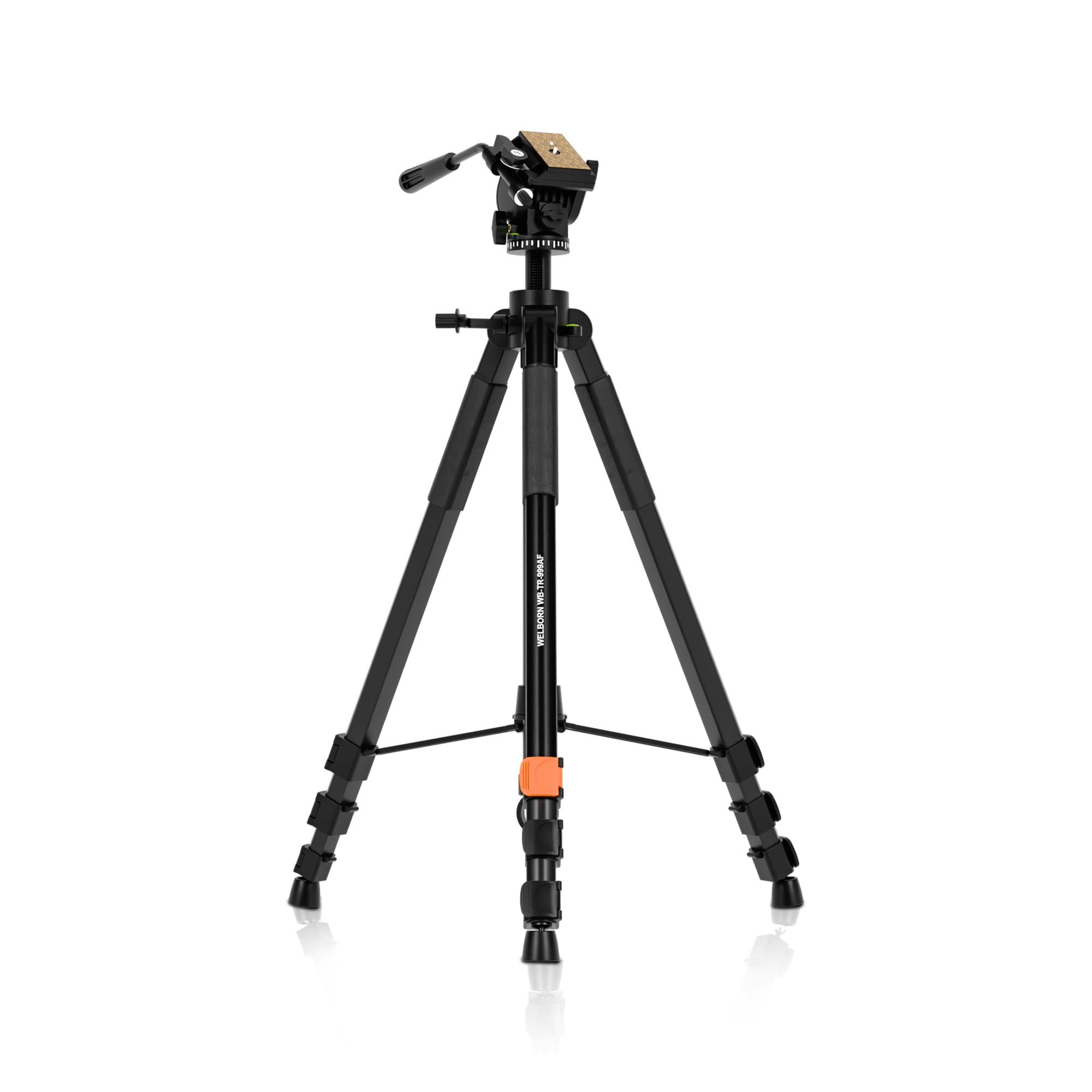 WELBORN TR-999AF Professional Tripod | 4-Section Adjustable Legs | Max Height 210cm | Folded 74cm | Max Load 7.0kg | Sturdy & Lightweight (Black)