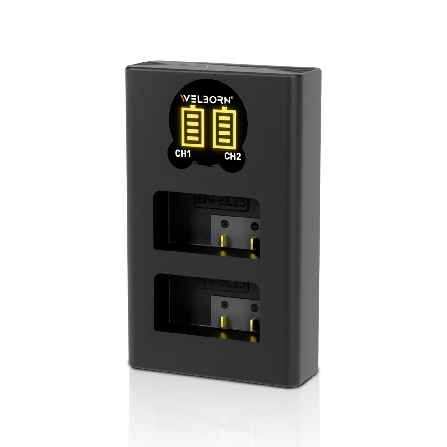 Welborn EN-EL25 Dual Camera Battery Charger with LCD Display, USB Powered Charger Compatible with Nikon Z50, Z30, Zfc Mirrorless Cameras