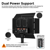 Welborn 35W LED Video Panel Light, Bi-Color 3200K–5600K, High CRI Studio Light for YouTube, Photography, Adjustable Brightness, Remote Control, DC & Battery Dual Power Supply (WB-LP600BR)