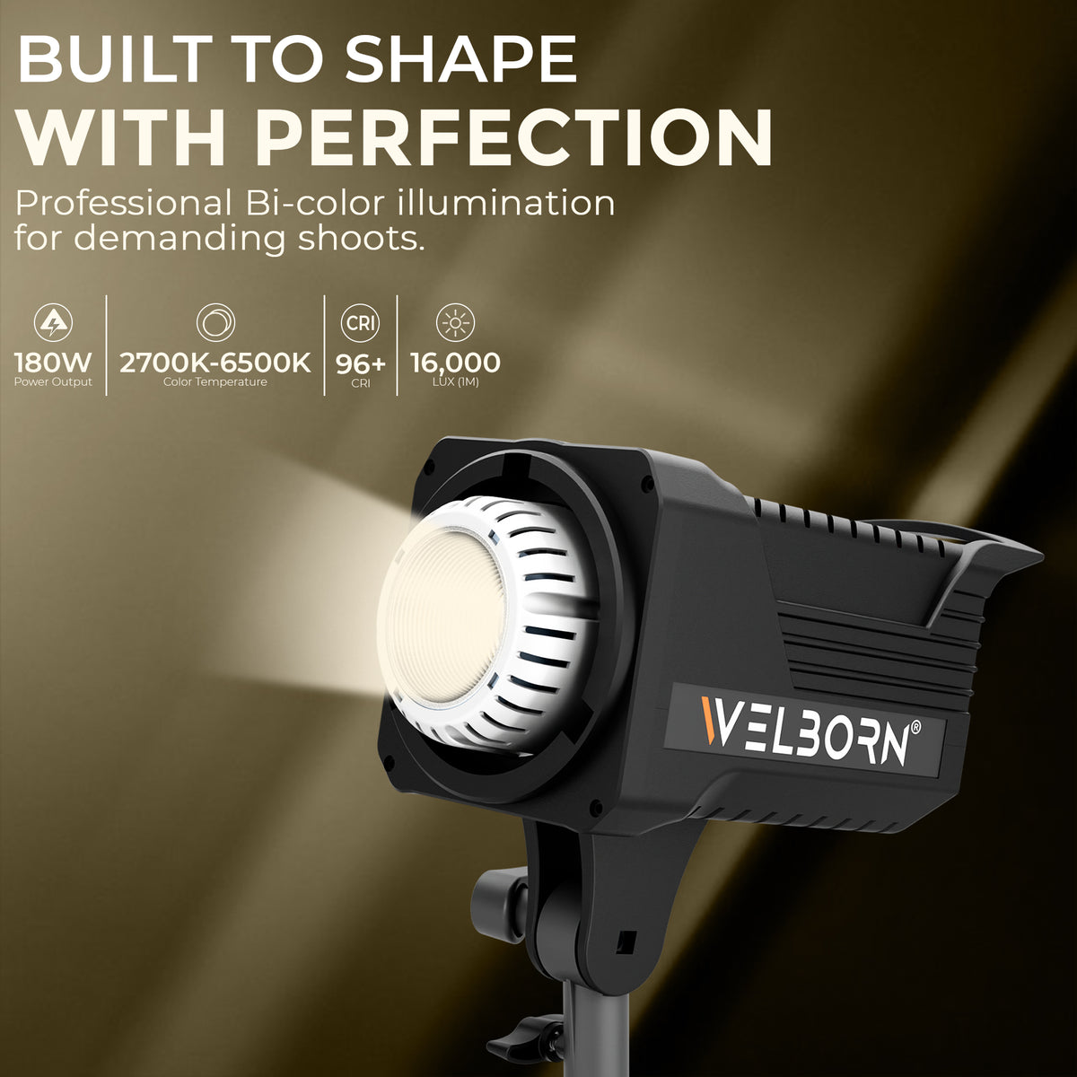 WELBORN 180W Bi-Color COB LED Video Light | Dual Color Professional Continuous Lighting | Remote Control | 96+ CRI & TLCI | Adjustable Brightness | Studio Light for Photography, Videography, YouTube & Film Production