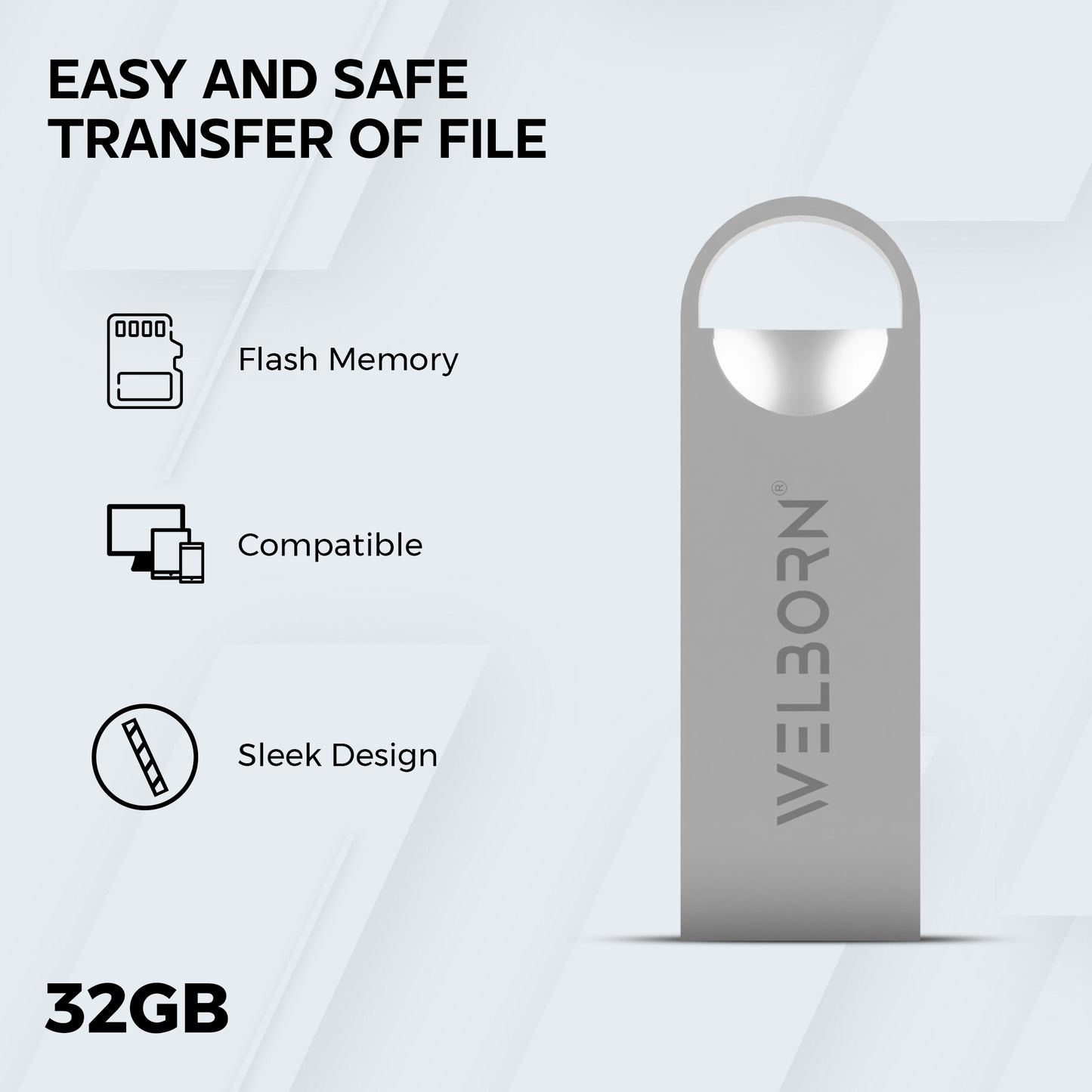 Welborn Metal USB 2.0 Pen Drive – Magnetic, X-Ray/Temperature Resistant, for Smartphones, Tablets, Laptops & Mac