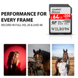 Welborn Blaze SDXC UHS-I SD Card for 4K Video for DSLR & Microless Camera Read Speed 205MB/s, Write Speed 100MB/s, V30 SD Card