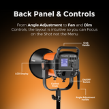 Welborn VL-500B LED COB Light with App Control 18CM Reflector 500W - 3200K-5600K Adjustable Color Temperature, AC Powered, Ideal for Photography & Video Shooting