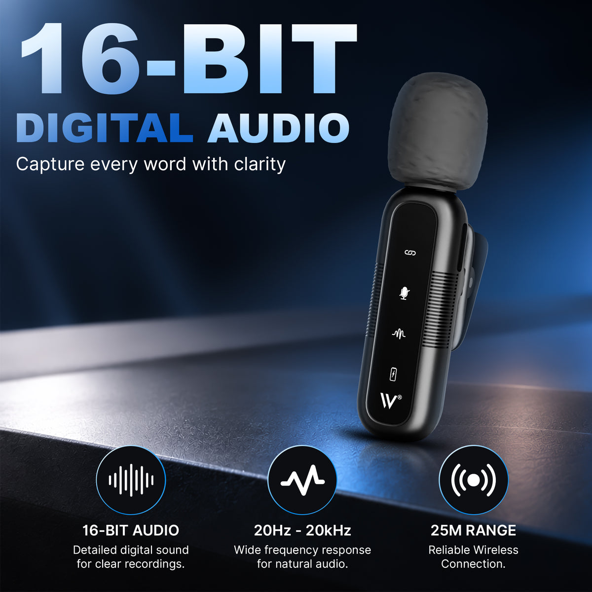 WELBORN WB-WM-001 Wireless Microphone System for iPhone, iPad & Android Devices | 2.4GHz Wireless Lavalier Microphone | Noise Reduction, Echo Mode, 360° Omnidirectional Pickup & 25m Transmission Range