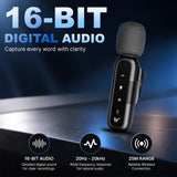 WELBORN WB-WM-001 Wireless Microphone System for iPhone, iPad & Android Devices | 2.4GHz Wireless Lavalier Microphone | Noise Reduction, Echo Mode, 360° Omnidirectional Pickup & 25m Transmission Range
