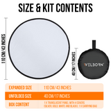 Welborn 5-in-1 Collapsible Light Reflector 43" (110cm) – Gold, Silver, White, Black & Translucent Photography Diffuser for Studio & Outdoor Shoots