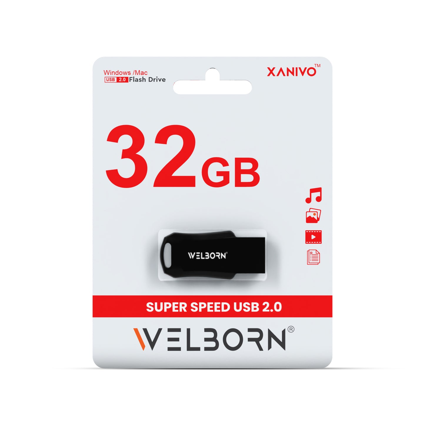 Welborn Plastic Pen Drive 2.0 – Portable Flash Drive for Laptop & Smart TV