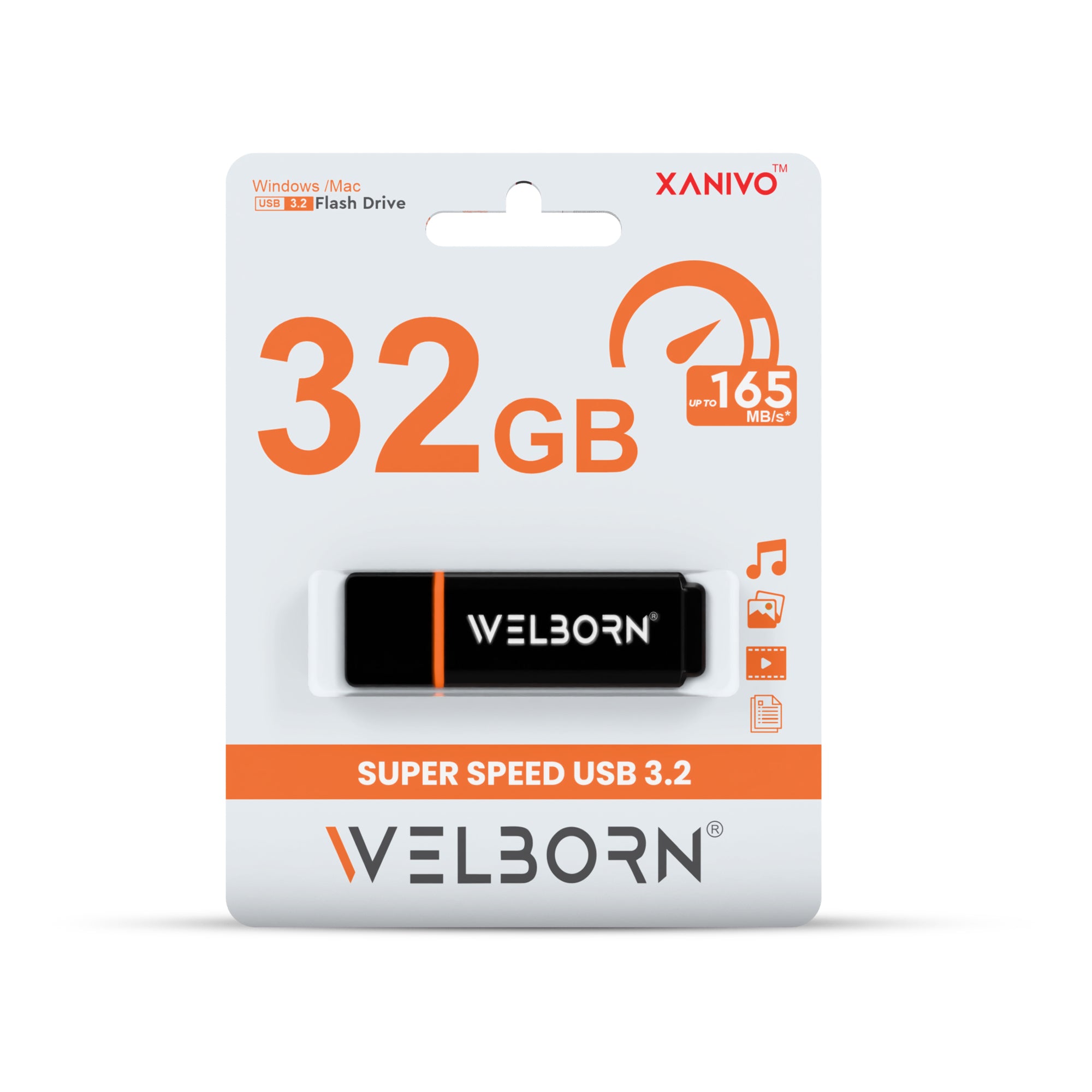Welborn Pen Drive 3.2 Gen 1 – High-Speed Portable Flash Drive for Laptop, PC, Smart TV & Car Audio