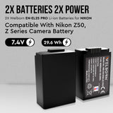 WELBORN Dual EN-EL25 Batteries with Charger combo pack for Nikon Mirrorless Cameras (Z30 / Z50 / Z fc)