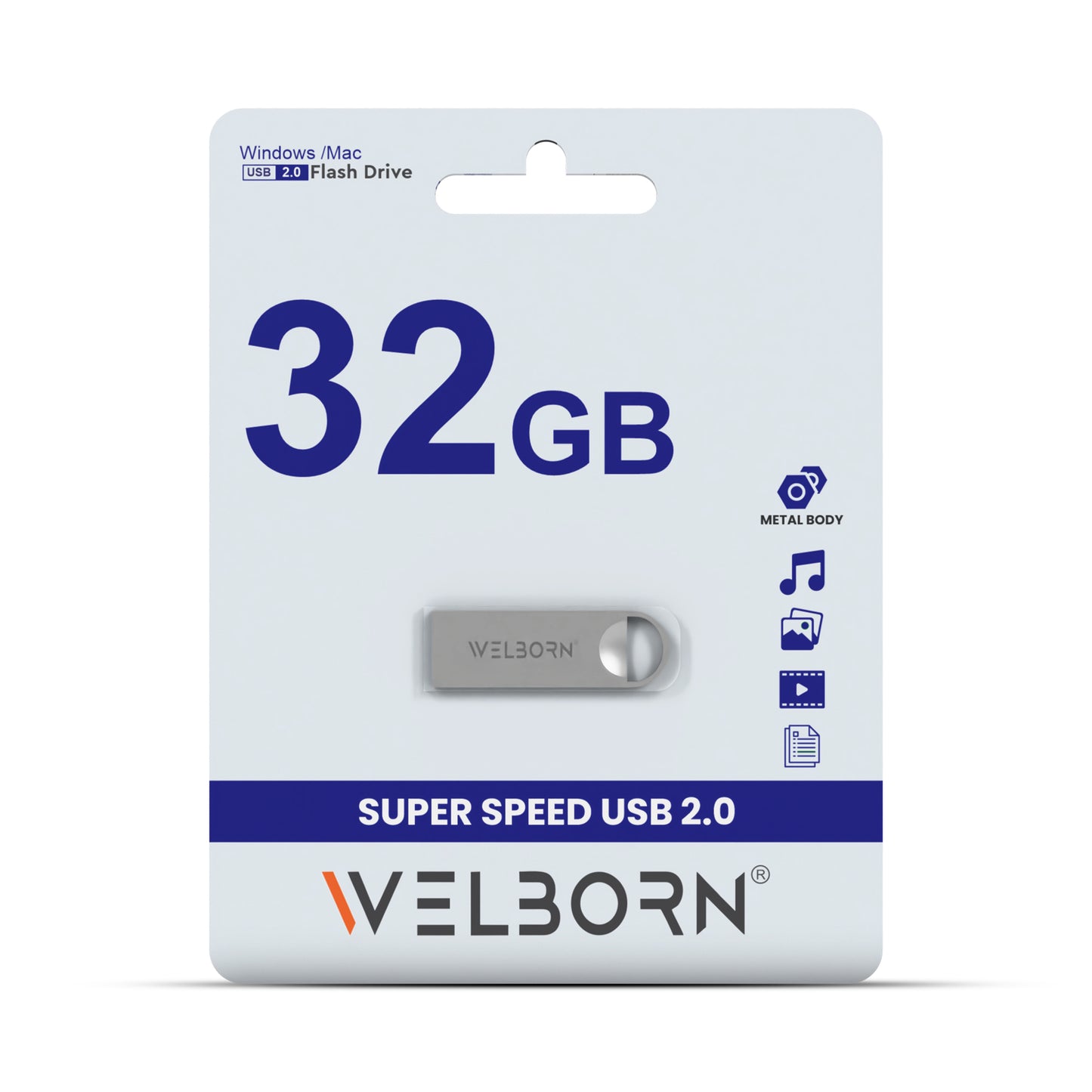 Welborn Metal USB 2.0 Pen Drive – Magnetic, X-Ray/Temperature Resistant, for Smartphones, Tablets, Laptops & Mac
