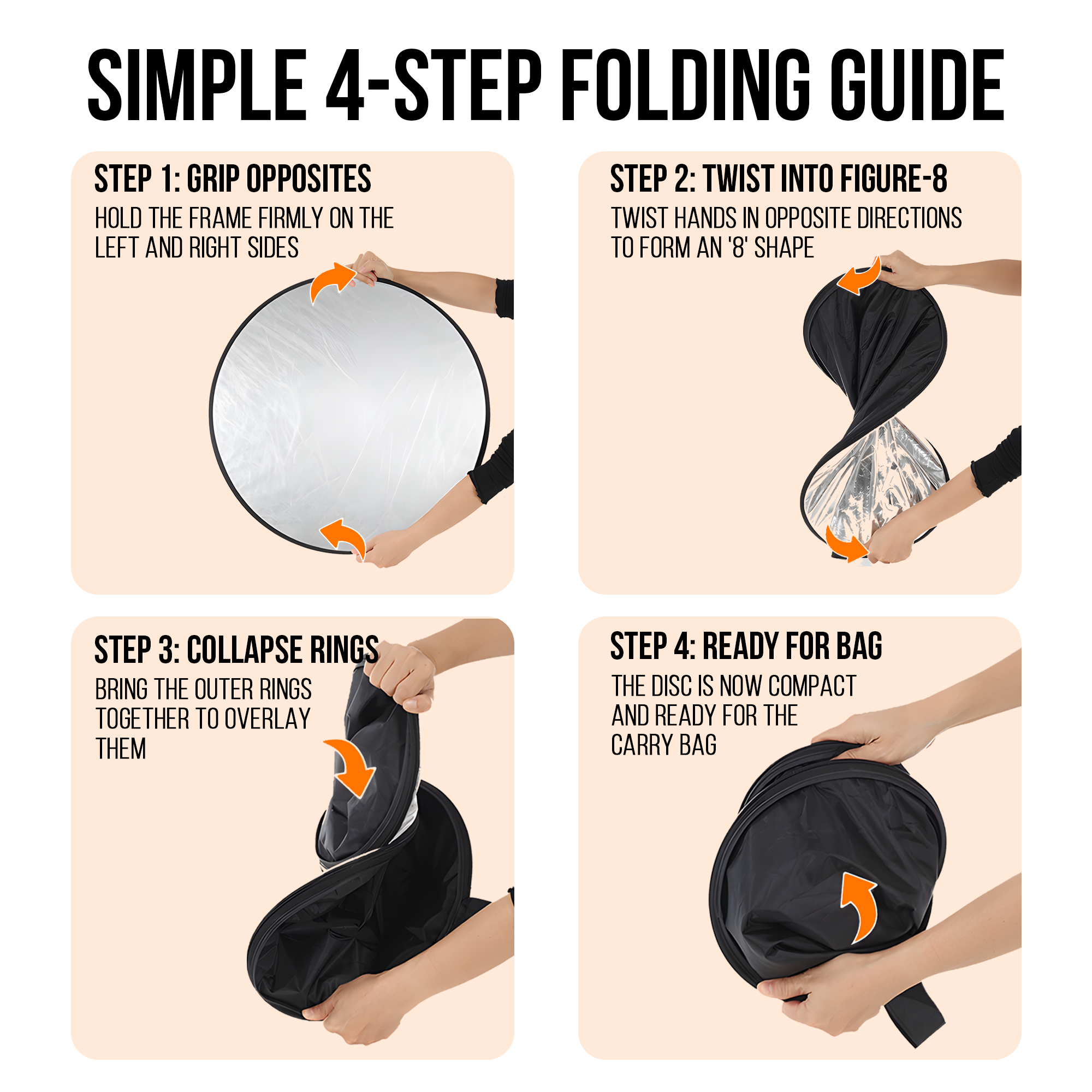 Welborn 5-in-1 Collapsible Light Reflector 43" (110cm) – Gold, Silver, White, Black & Translucent Photography Diffuser for Studio & Outdoor Shoots