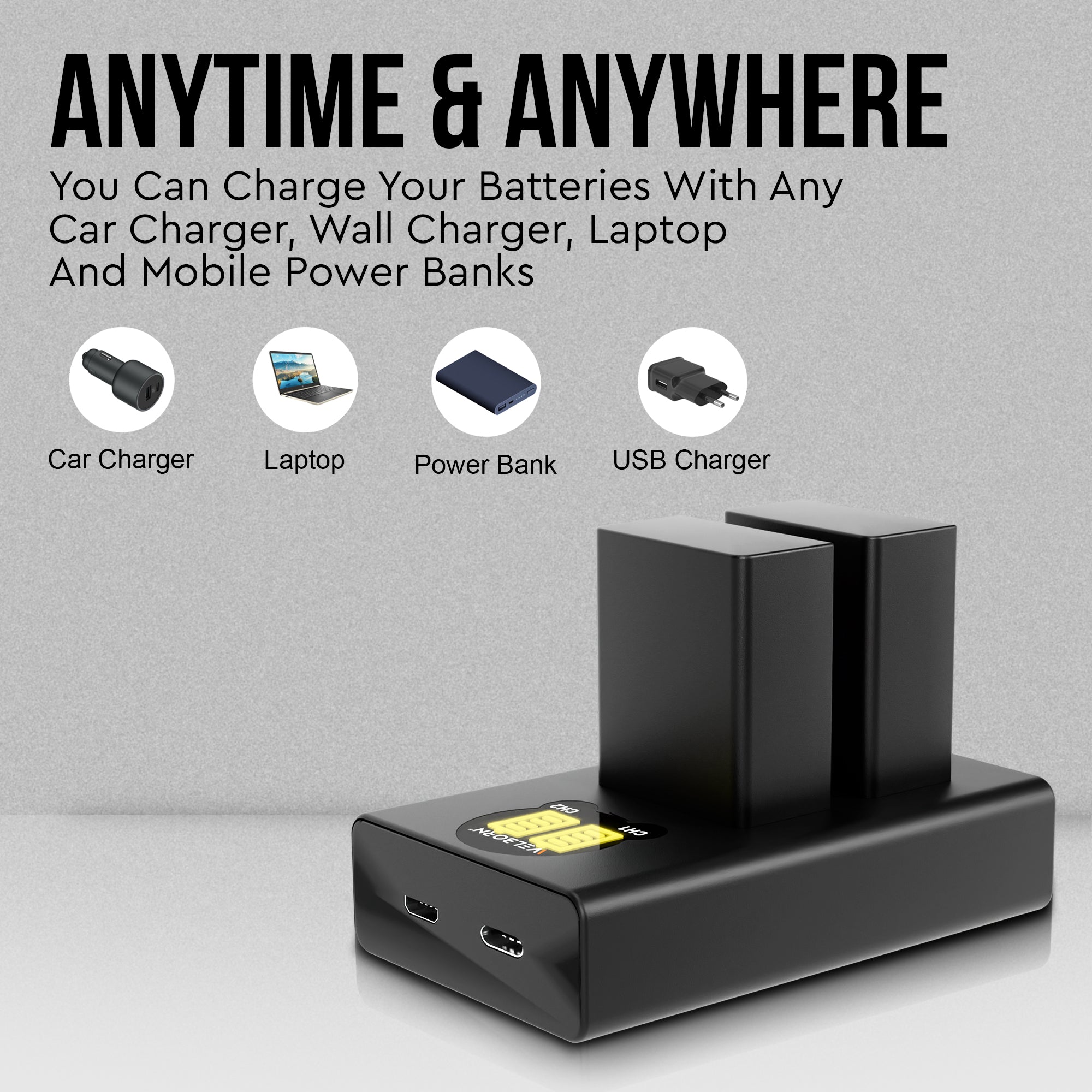 WELBORN Dual EN-EL25 Batteries with Charger combo pack for Nikon Mirrorless Cameras (Z30 / Z50 / Z fc)