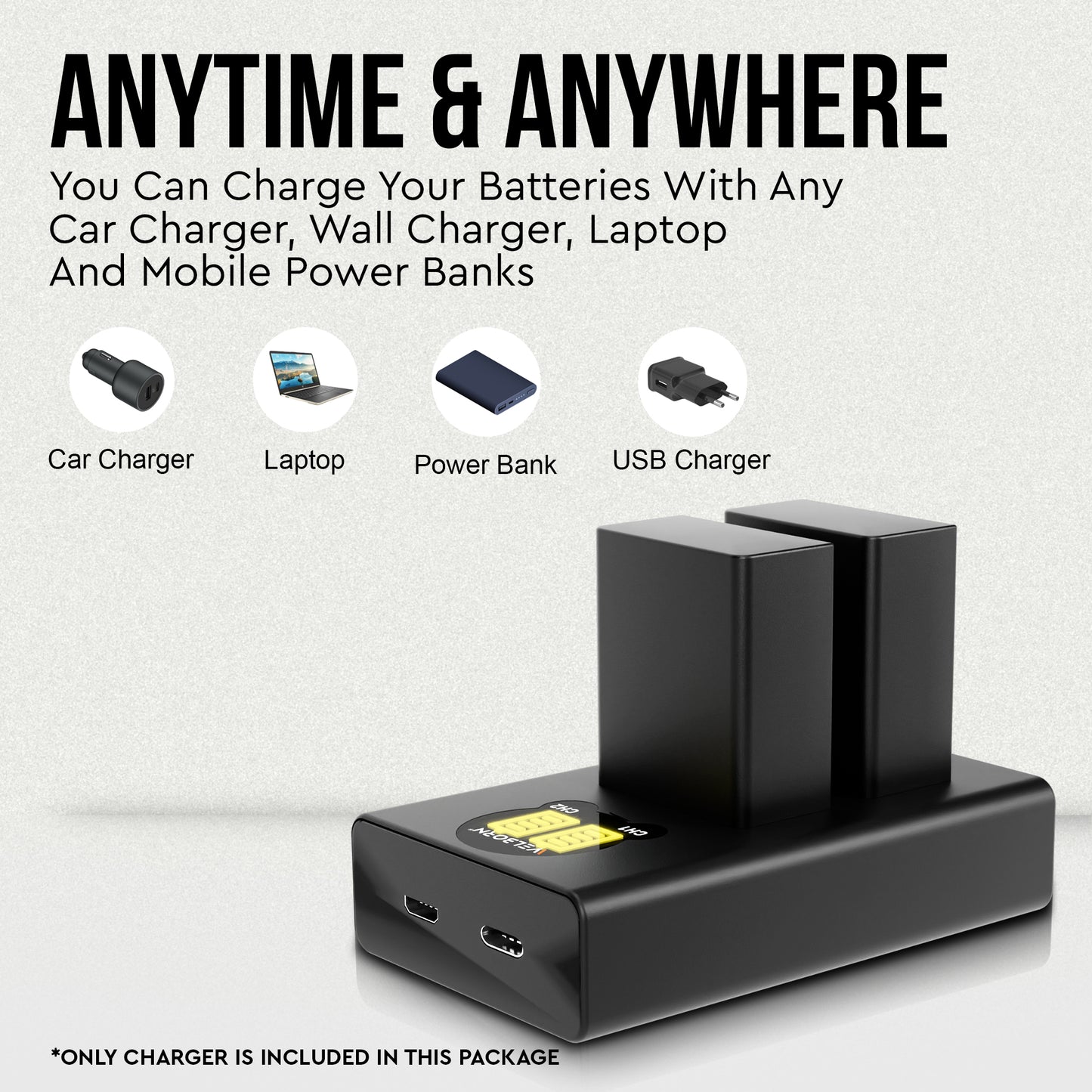Welborn EN-EL25 Dual Camera Battery Charger with LCD Display, USB Powered Charger Compatible with Nikon Z50, Z30, Zfc Mirrorless Cameras