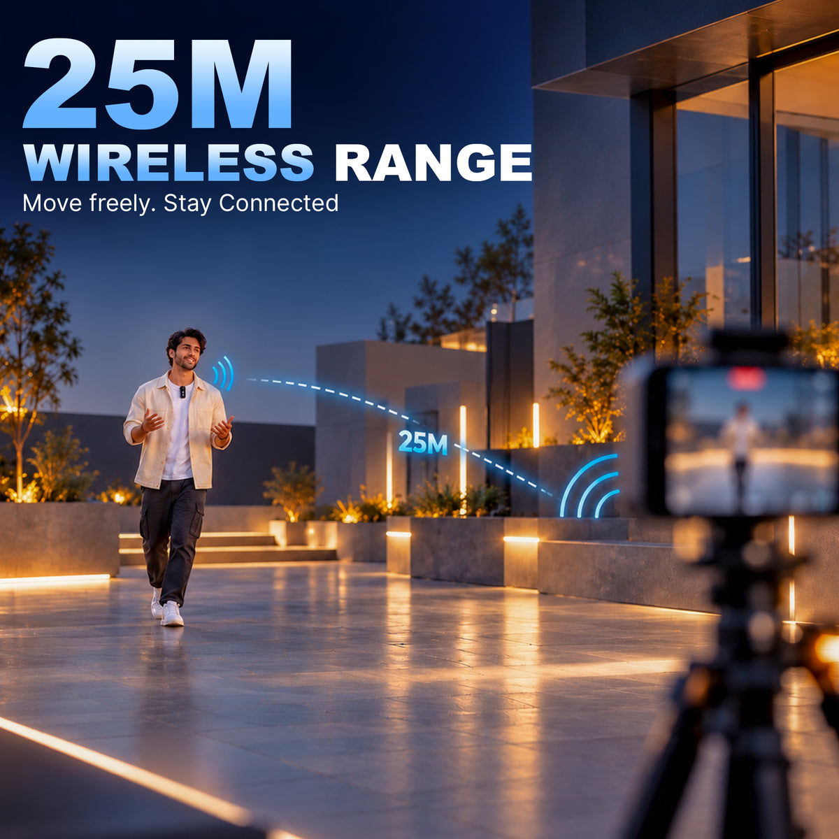 WELBORN WB-WM-001 Wireless Microphone System for iPhone, iPad & Android Devices | 2.4GHz Wireless Lavalier Microphone | Noise Reduction, Echo Mode, 360° Omnidirectional Pickup & 25m Transmission Range